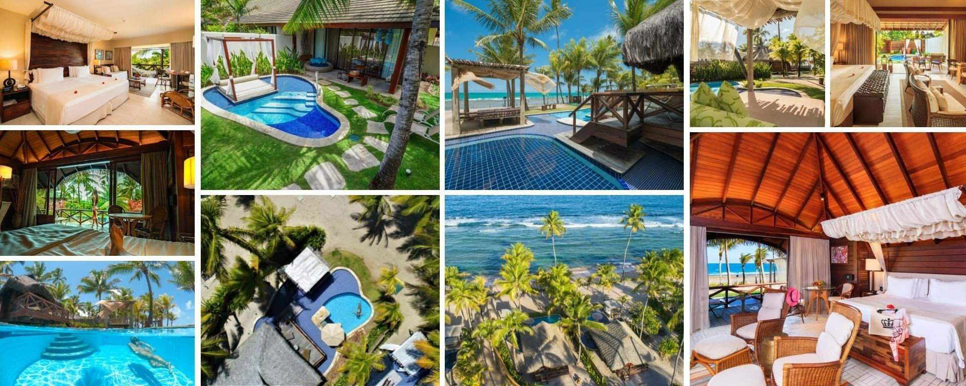 Bangalôs individuais com piscinas privativas. Resort com café da manha e jantar incluídos em praia do nordeste.
