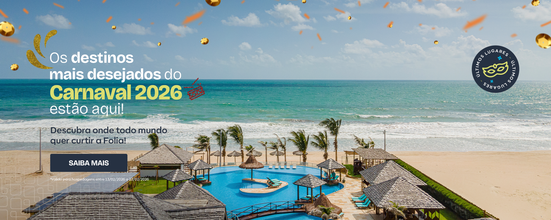 Let's Folia, hotéis e apartamentos nos principais destinos do Carnaval pelo Brasil com desconto, reservar agora!