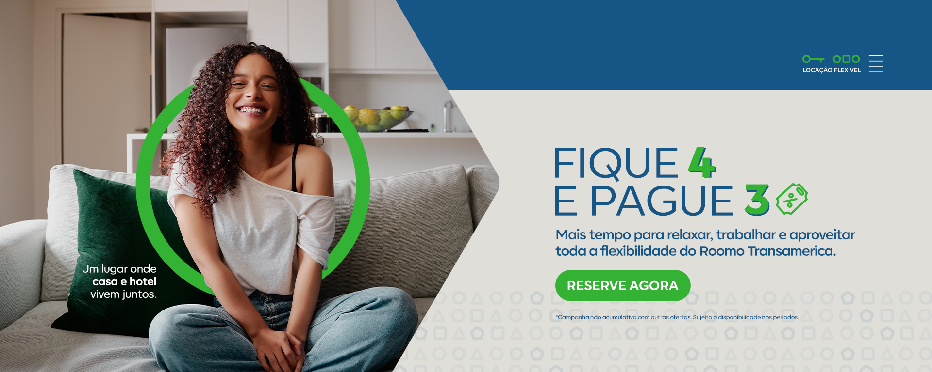 Fique 4 e pargue 3 com Roomo Transamerica
